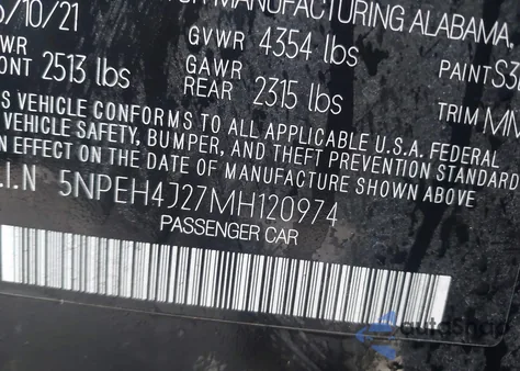 2021 Hyundai Sonata Limited from USA, damaged, VIN 5NPEH4J27MH120974